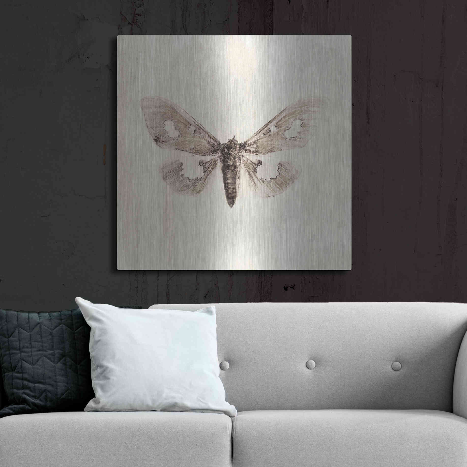 Luxe Metal Art 'Sepia Moth' by Incado, Metal Wall Art,36x36