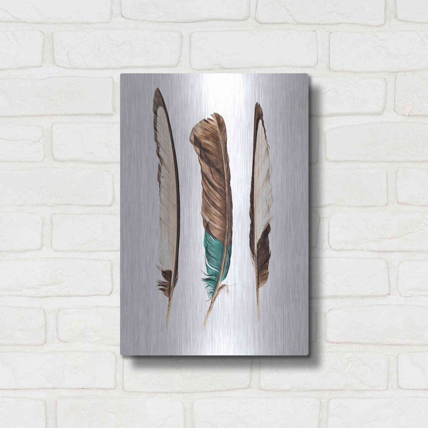 Luxe Metal Art 'Three Feathers' by Incado, Metal Wall Art,12x16