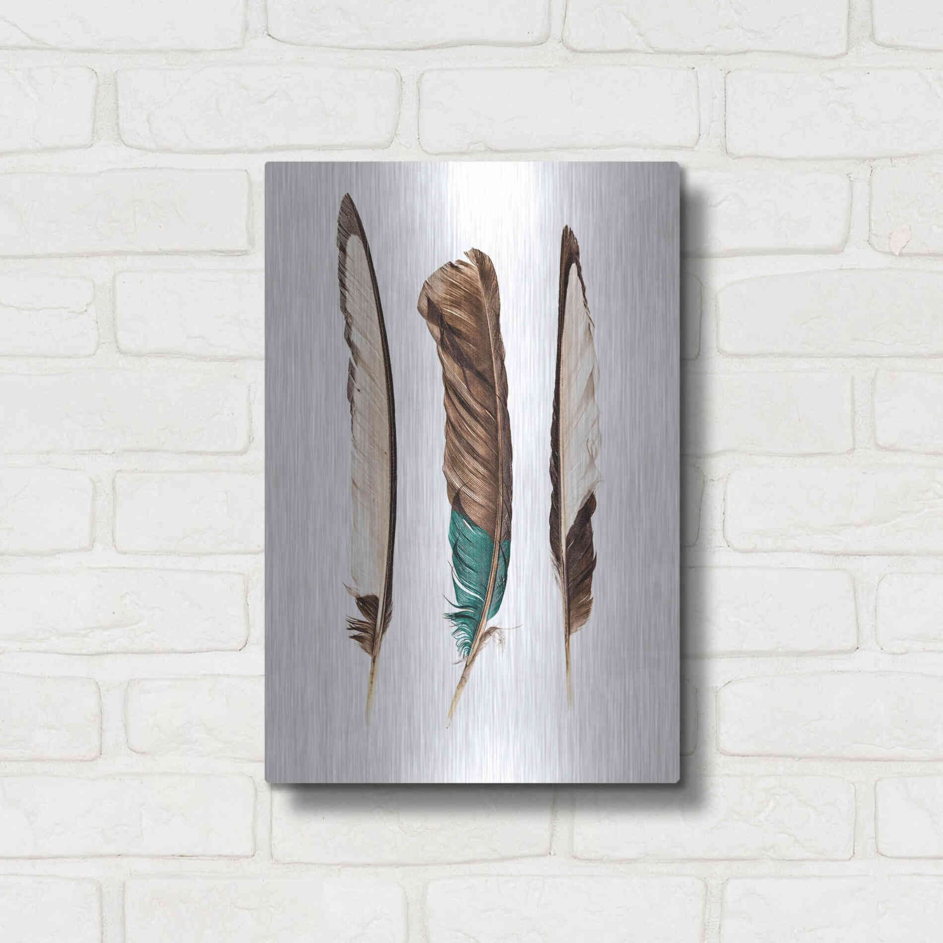 Luxe Metal Art 'Three Feathers' by Incado, Metal Wall Art,12x16