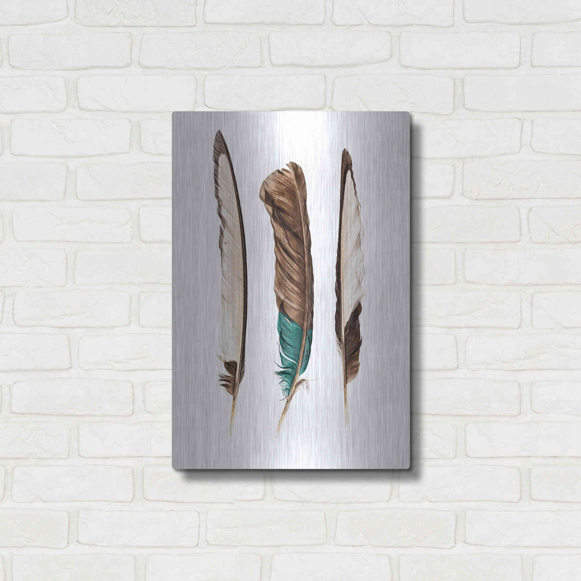Luxe Metal Art 'Three Feathers' by Incado, Metal Wall Art,16x24