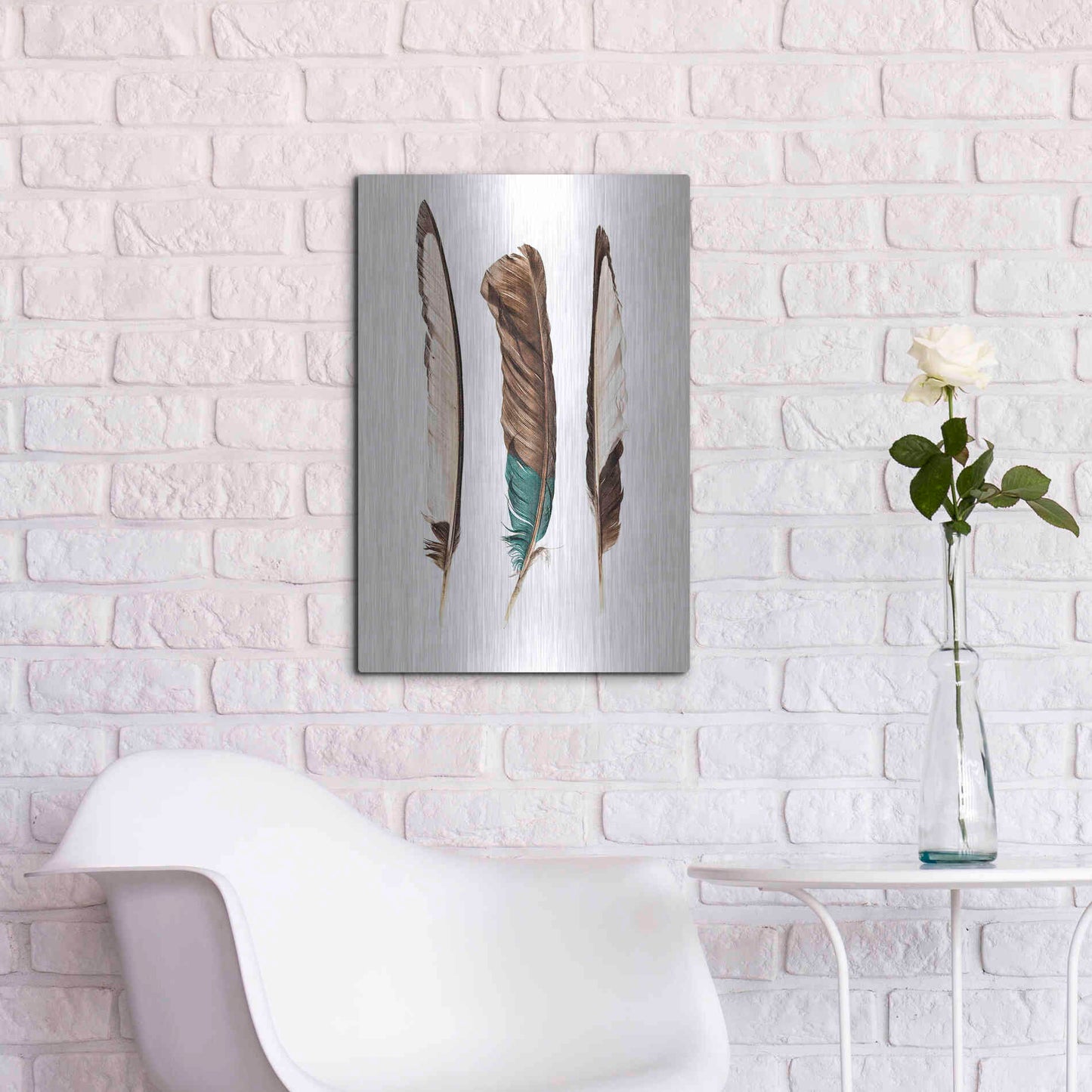 Luxe Metal Art 'Three Feathers' by Incado, Metal Wall Art,16x24