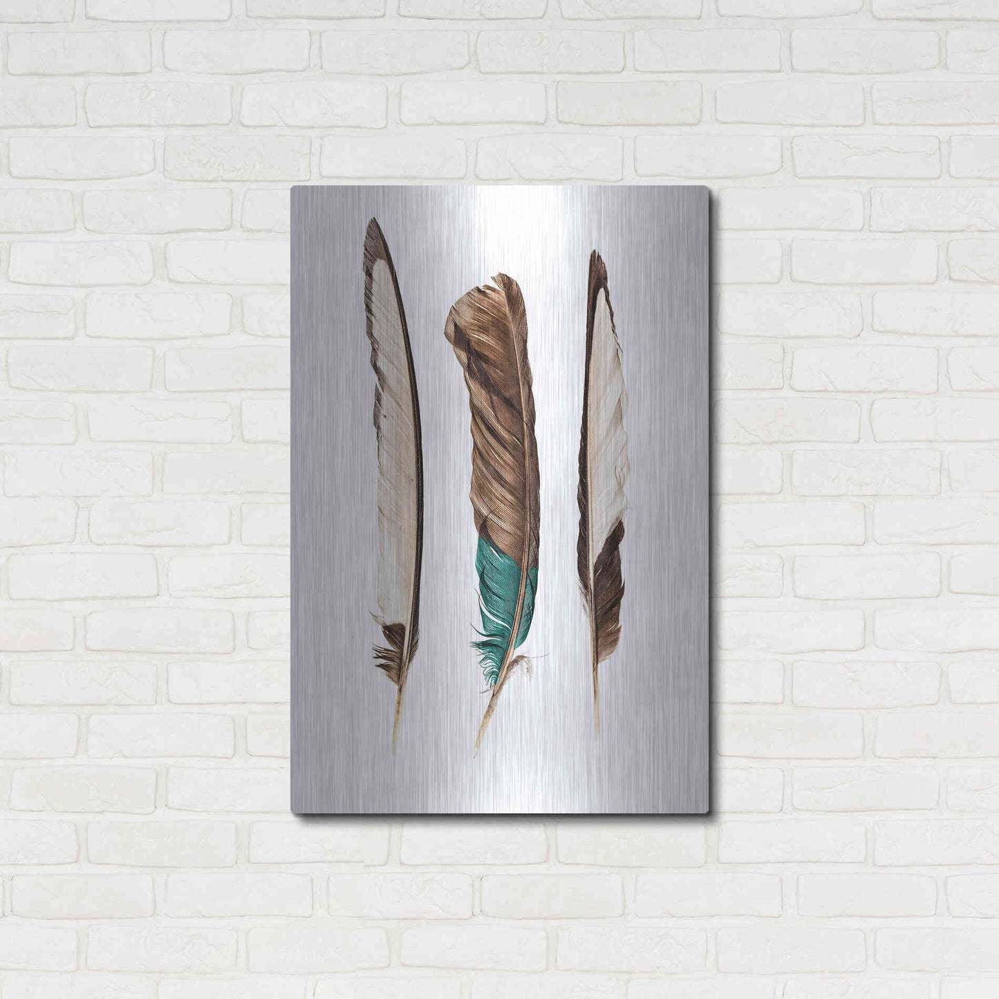 Luxe Metal Art 'Three Feathers' by Incado, Metal Wall Art,24x36