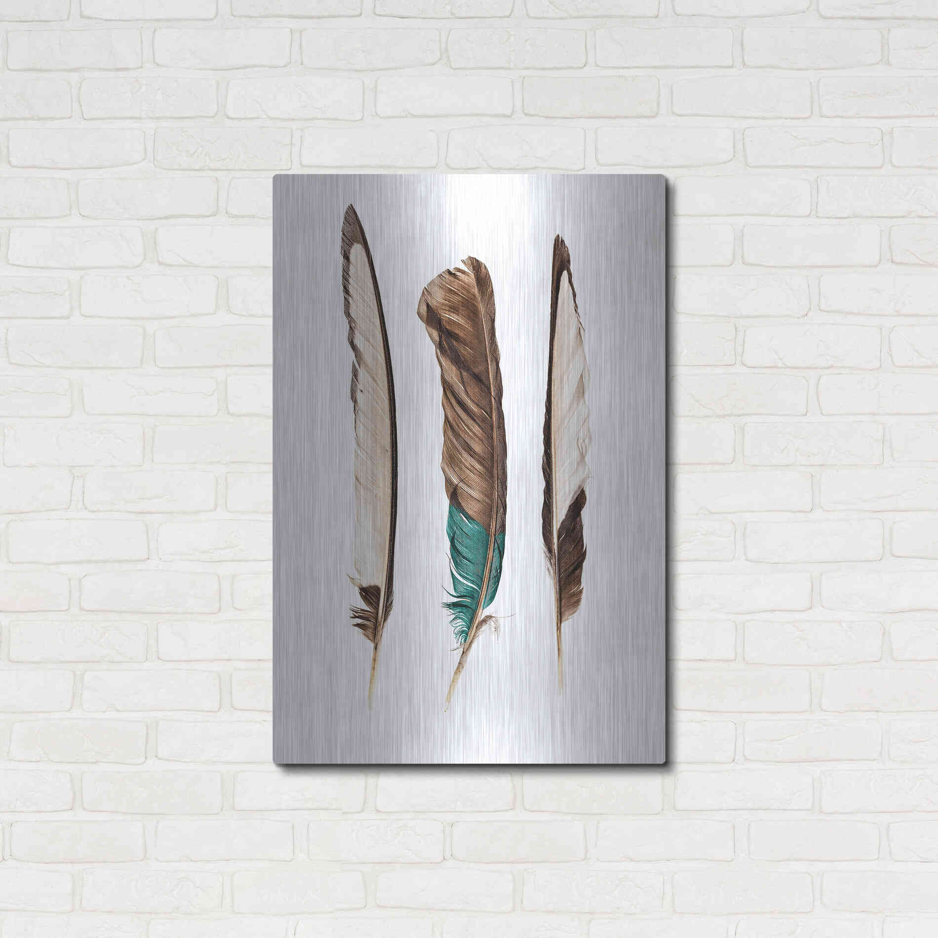 Luxe Metal Art 'Three Feathers' by Incado, Metal Wall Art,24x36
