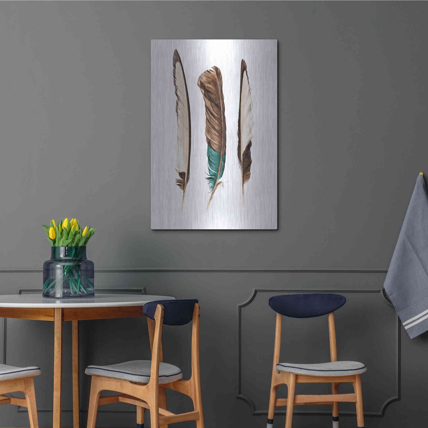 Luxe Metal Art 'Three Feathers' by Incado, Metal Wall Art,24x36