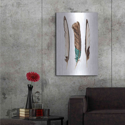 Luxe Metal Art 'Three Feathers' by Incado, Metal Wall Art,24x36