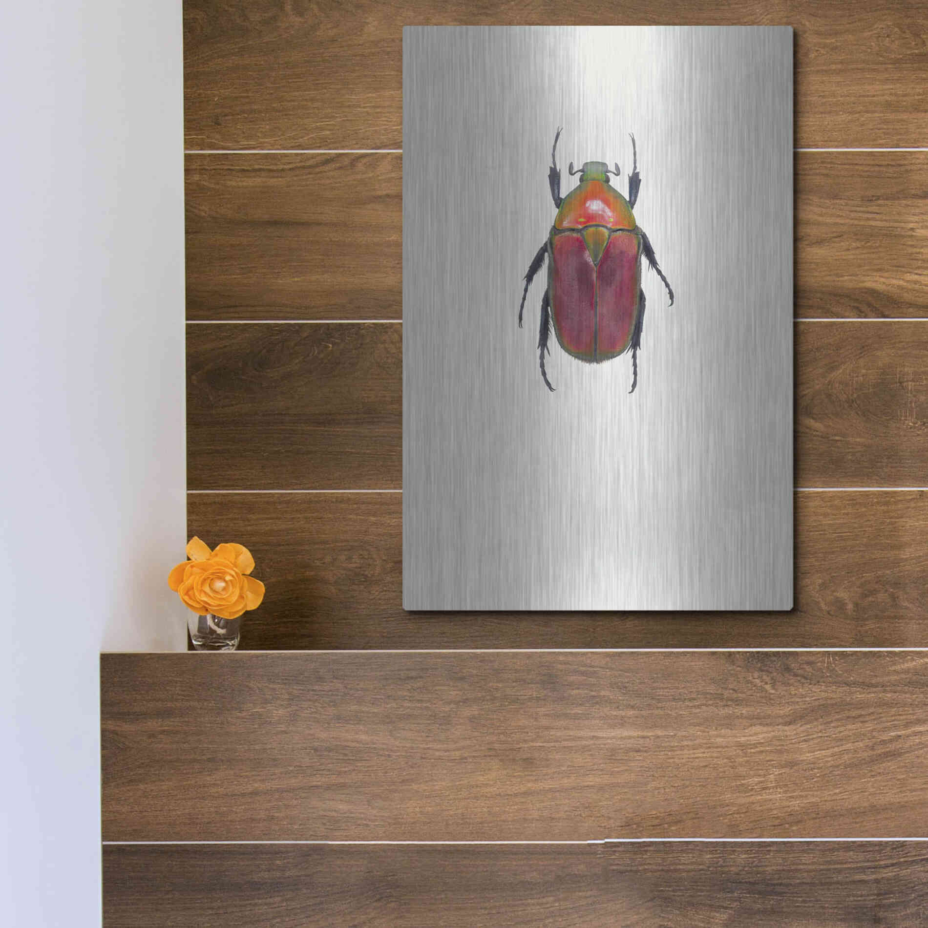 Luxe Metal Art 'Torynorrhina Flammea' by Incado, Metal Wall Art,12x16