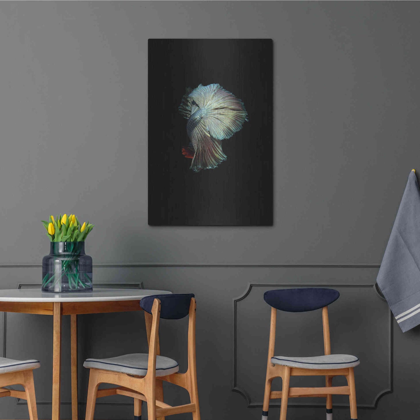 Luxe Metal Art 'Turquoise and Red Betta' by Incado, Metal Wall Art,24x36