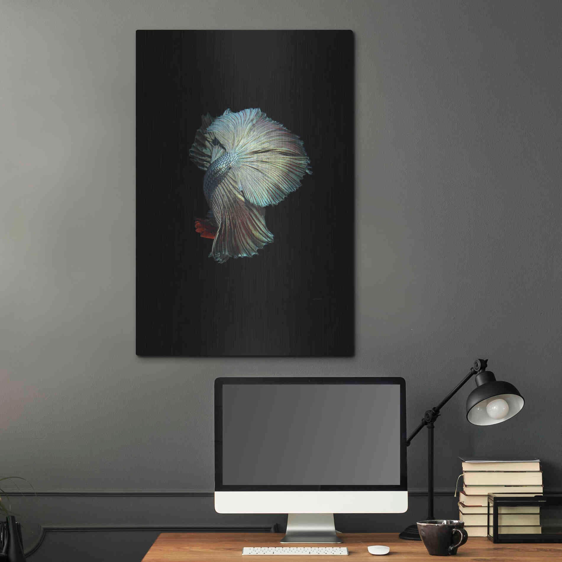 Luxe Metal Art 'Turquoise and Red Betta' by Incado, Metal Wall Art,24x36