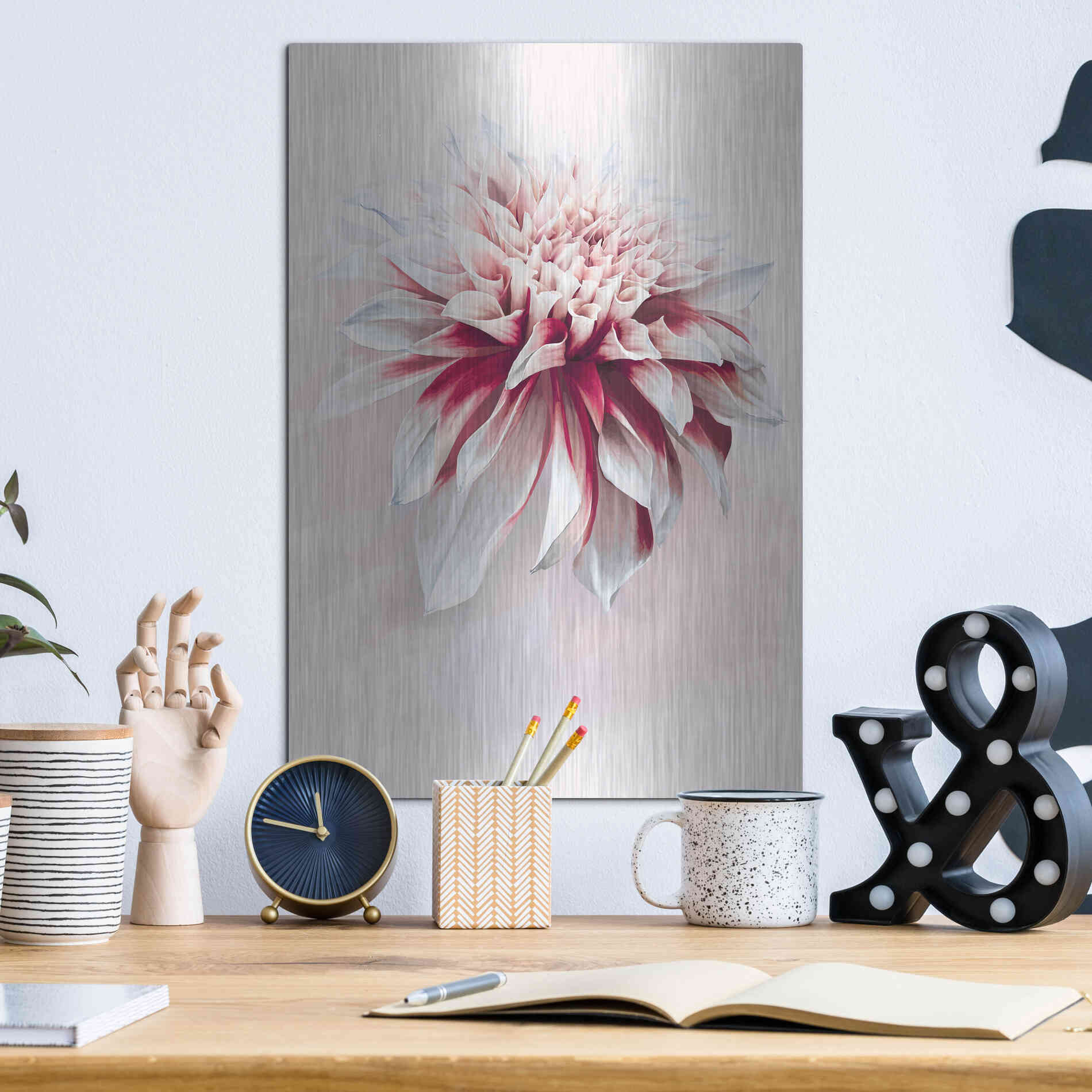 Luxe Metal Art 'Water Dahlia' by Incado, Metal Wall Art,12x16