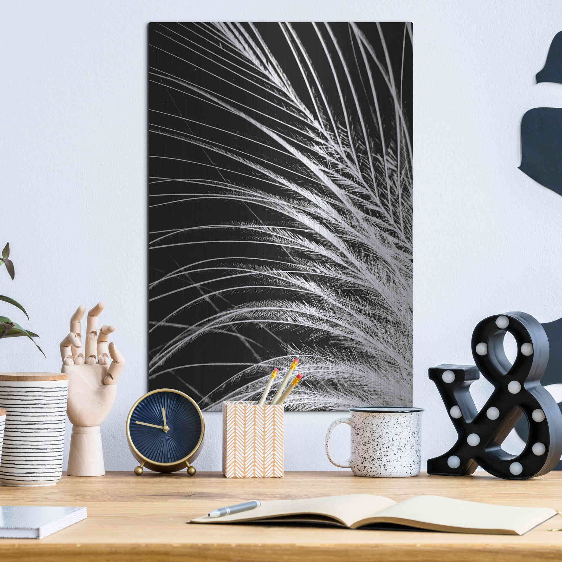 Luxe Metal Art 'White Feather' by Incado, Metal Wall Art,12x16