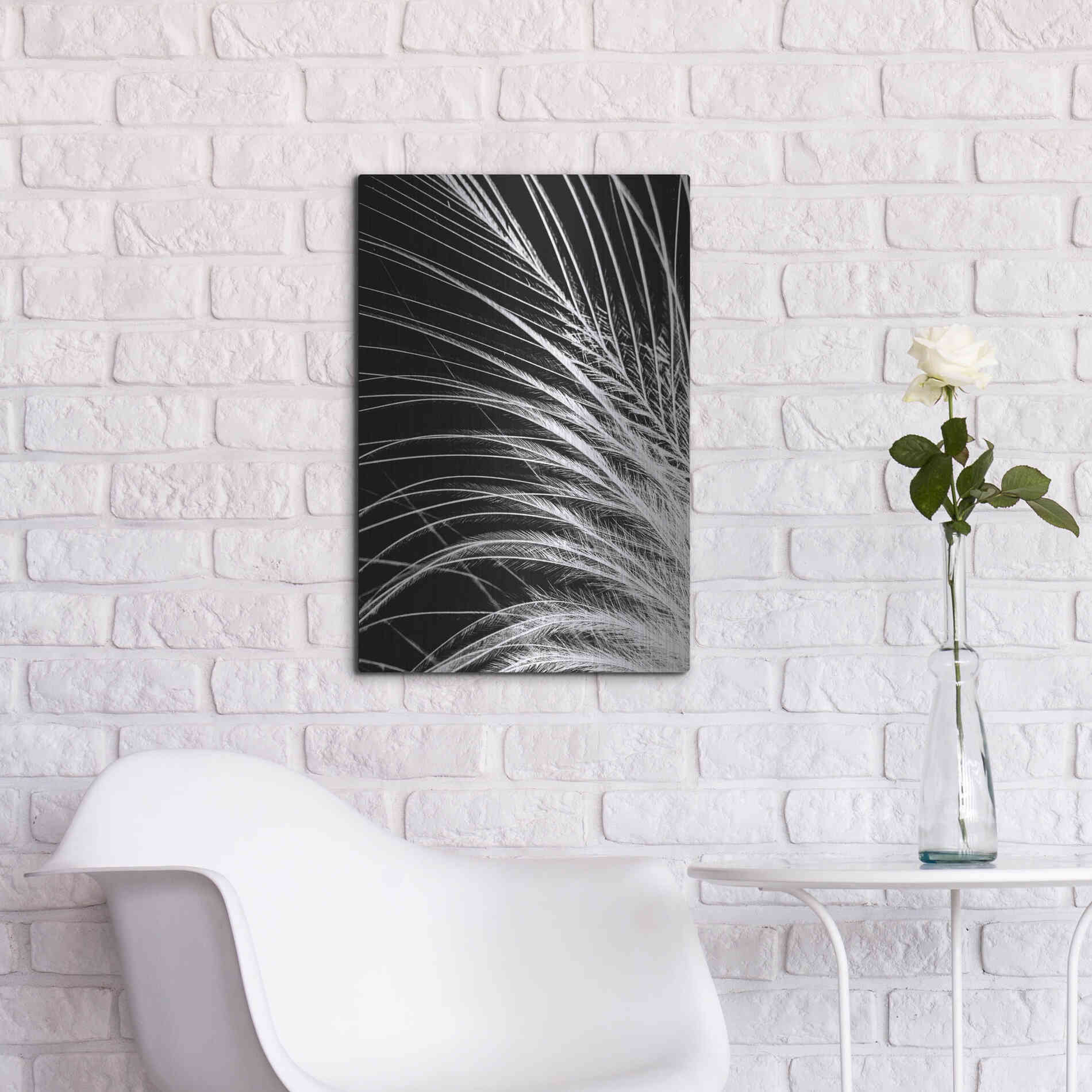 Luxe Metal Art 'White Feather' by Incado, Metal Wall Art,16x24