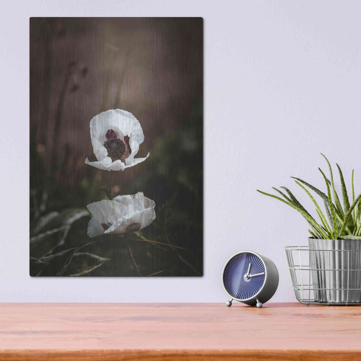 Luxe Metal Art 'White Poppies' by Incado, Metal Wall Art,12x16