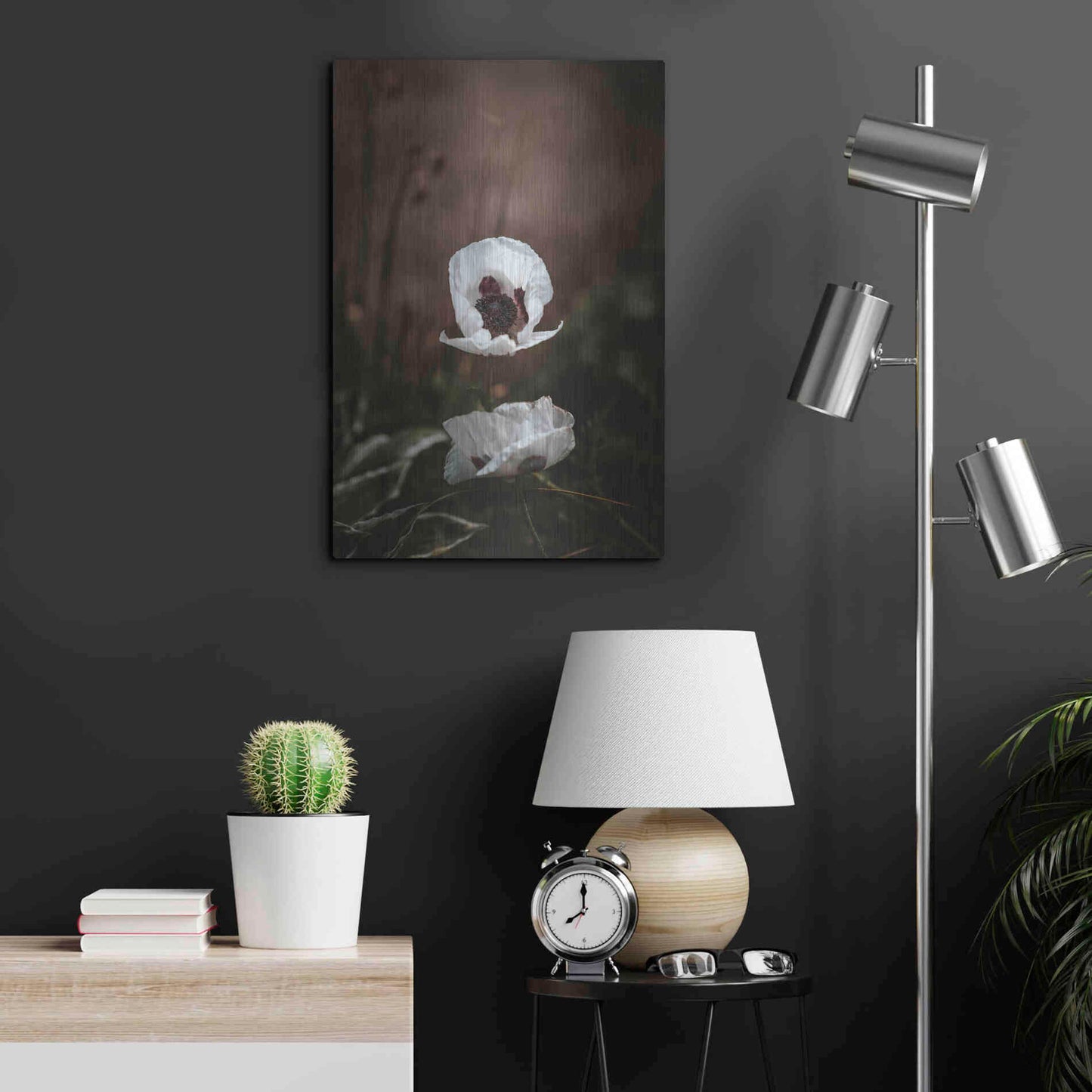 Luxe Metal Art 'White Poppies' by Incado, Metal Wall Art,16x24