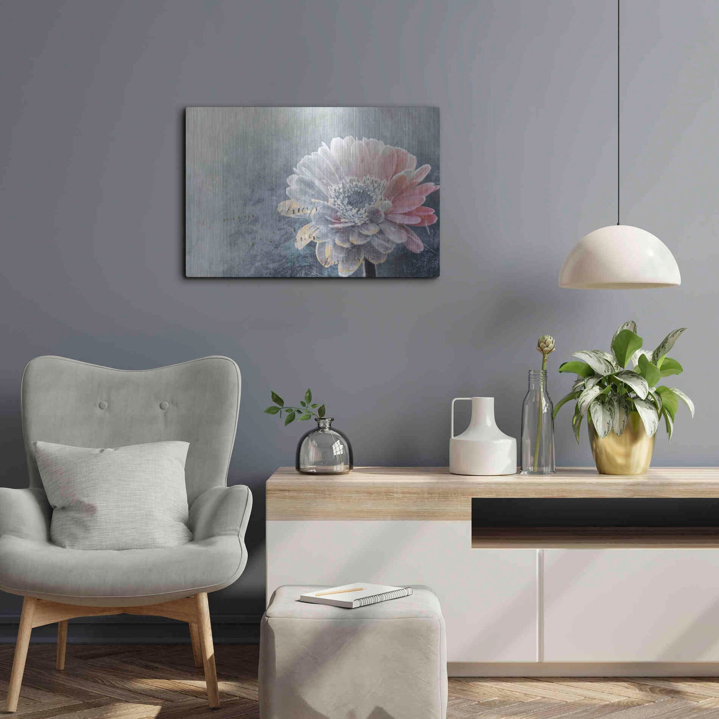 Luxe Metal Art 'Winter Flower' by Incado, Metal Wall Art,24x16