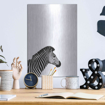 Luxe Metal Art 'Zebra 2' by Incado, Metal Wall Art,12x16
