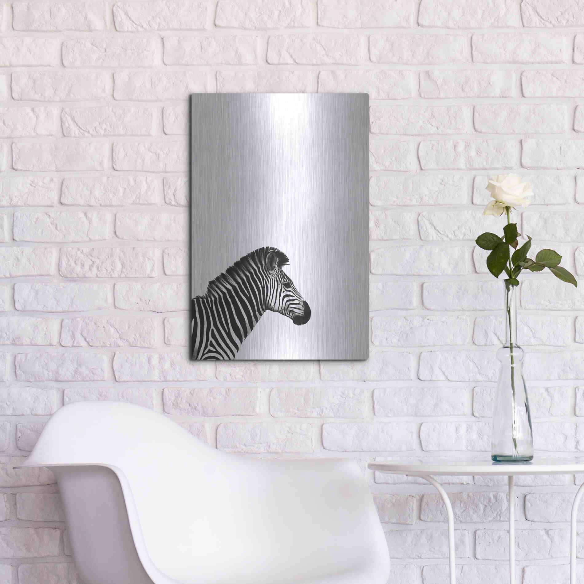 Luxe Metal Art 'Zebra 2' by Incado, Metal Wall Art,16x24