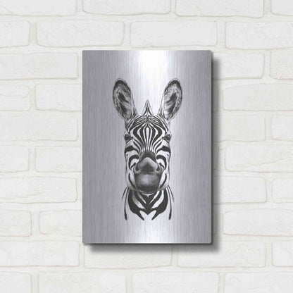 Luxe Metal Art 'Zebra Illustration' by Incado, Metal Wall Art,12x16