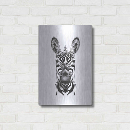 Luxe Metal Art 'Zebra Illustration' by Incado, Metal Wall Art,16x24