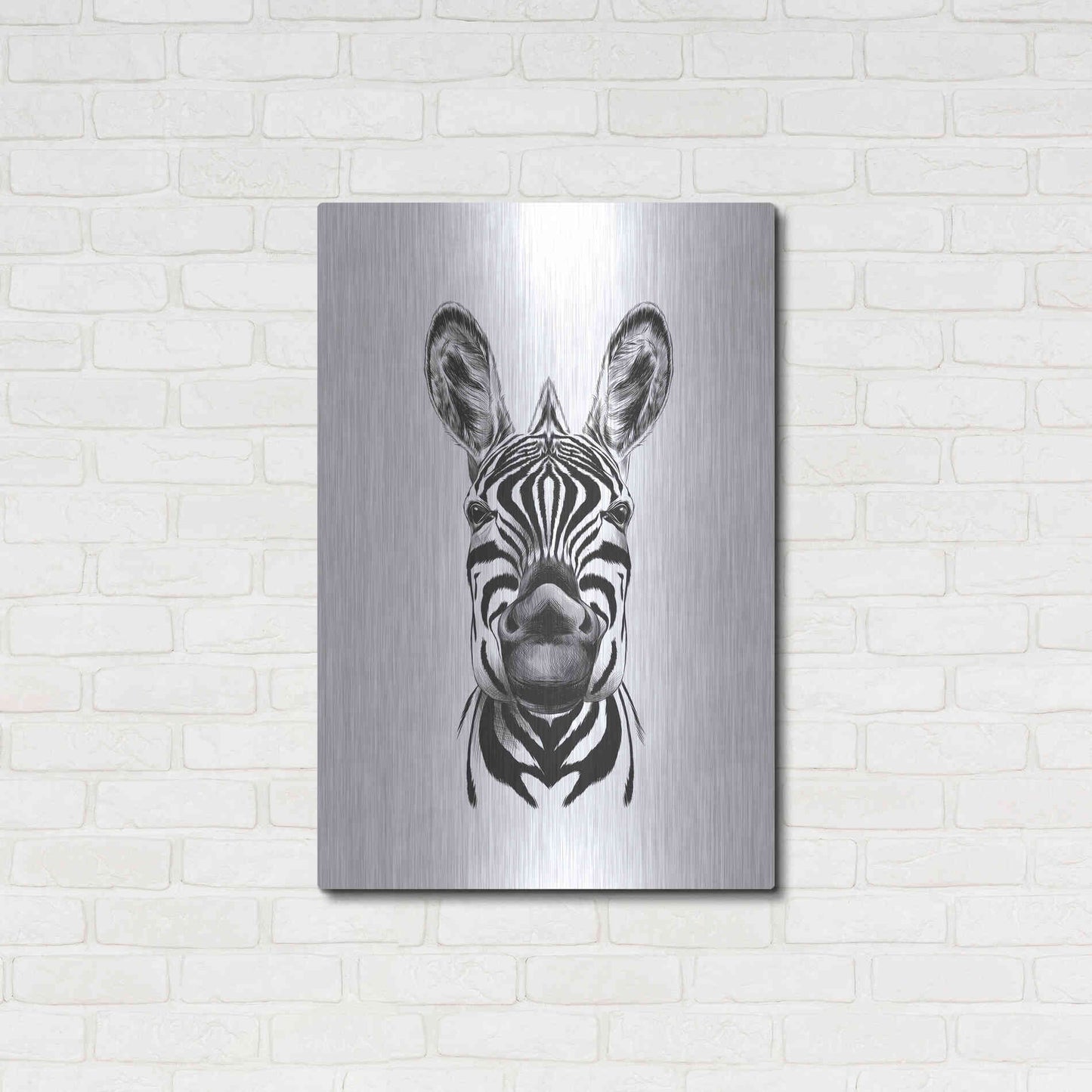 Luxe Metal Art 'Zebra Illustration' by Incado, Metal Wall Art,24x36