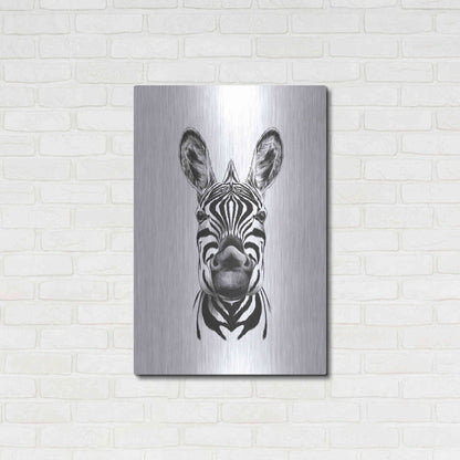 Luxe Metal Art 'Zebra Illustration' by Incado, Metal Wall Art,24x36