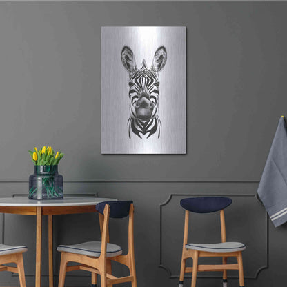 Luxe Metal Art 'Zebra Illustration' by Incado, Metal Wall Art,24x36