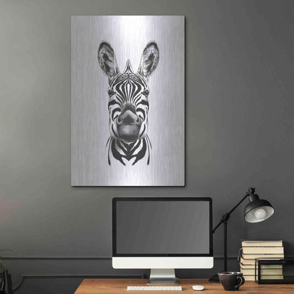 Luxe Metal Art 'Zebra Illustration' by Incado, Metal Wall Art,24x36