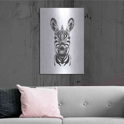 Luxe Metal Art 'Zebra Illustration' by Incado, Metal Wall Art,24x36