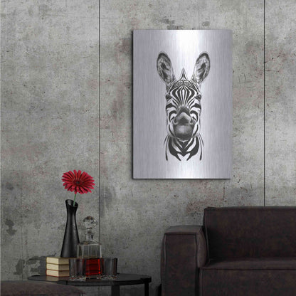 Luxe Metal Art 'Zebra Illustration' by Incado, Metal Wall Art,24x36