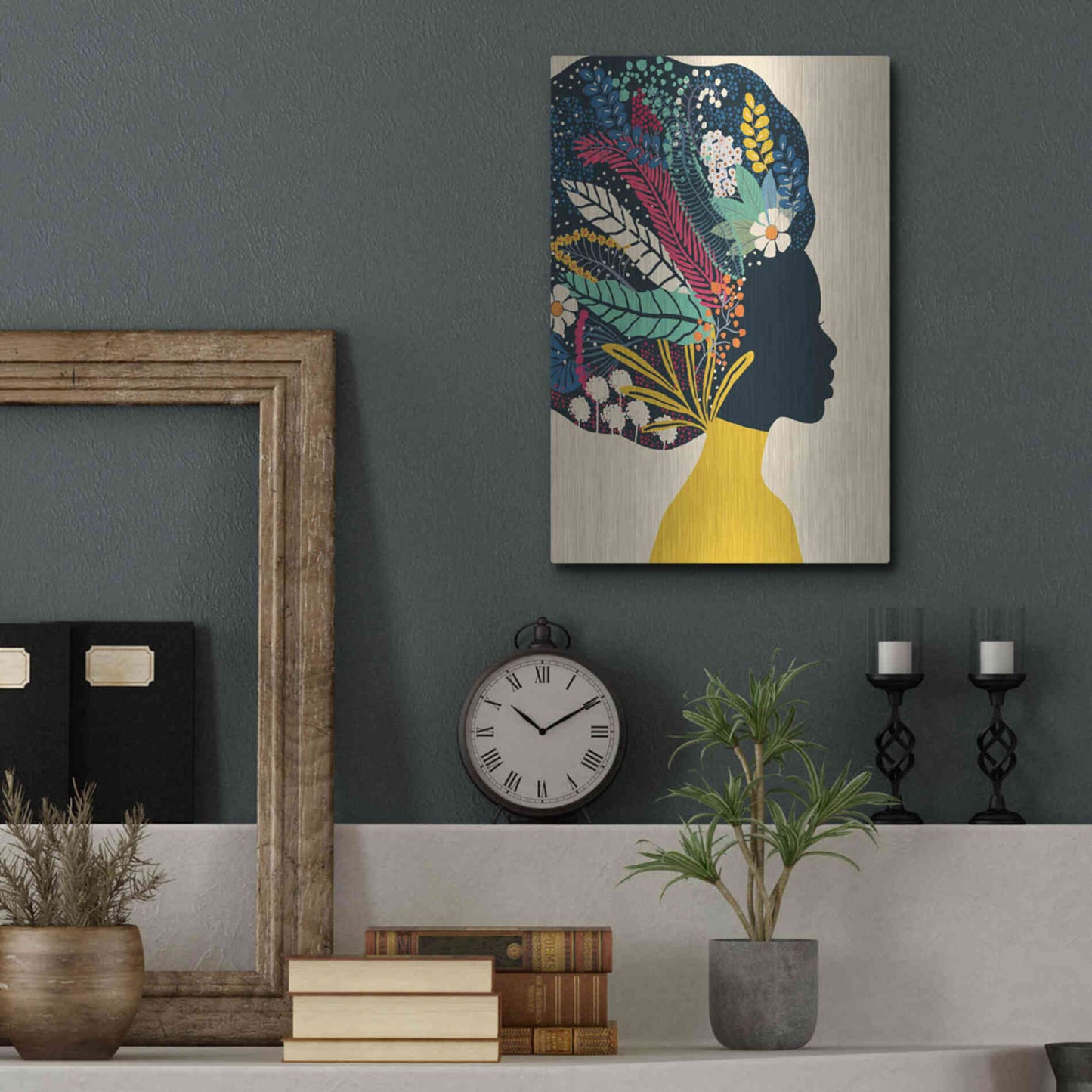 Luxe Metal Art 'Afro Woman In Yellow' by Ioana Horvat, Metal Wall Art,12x16