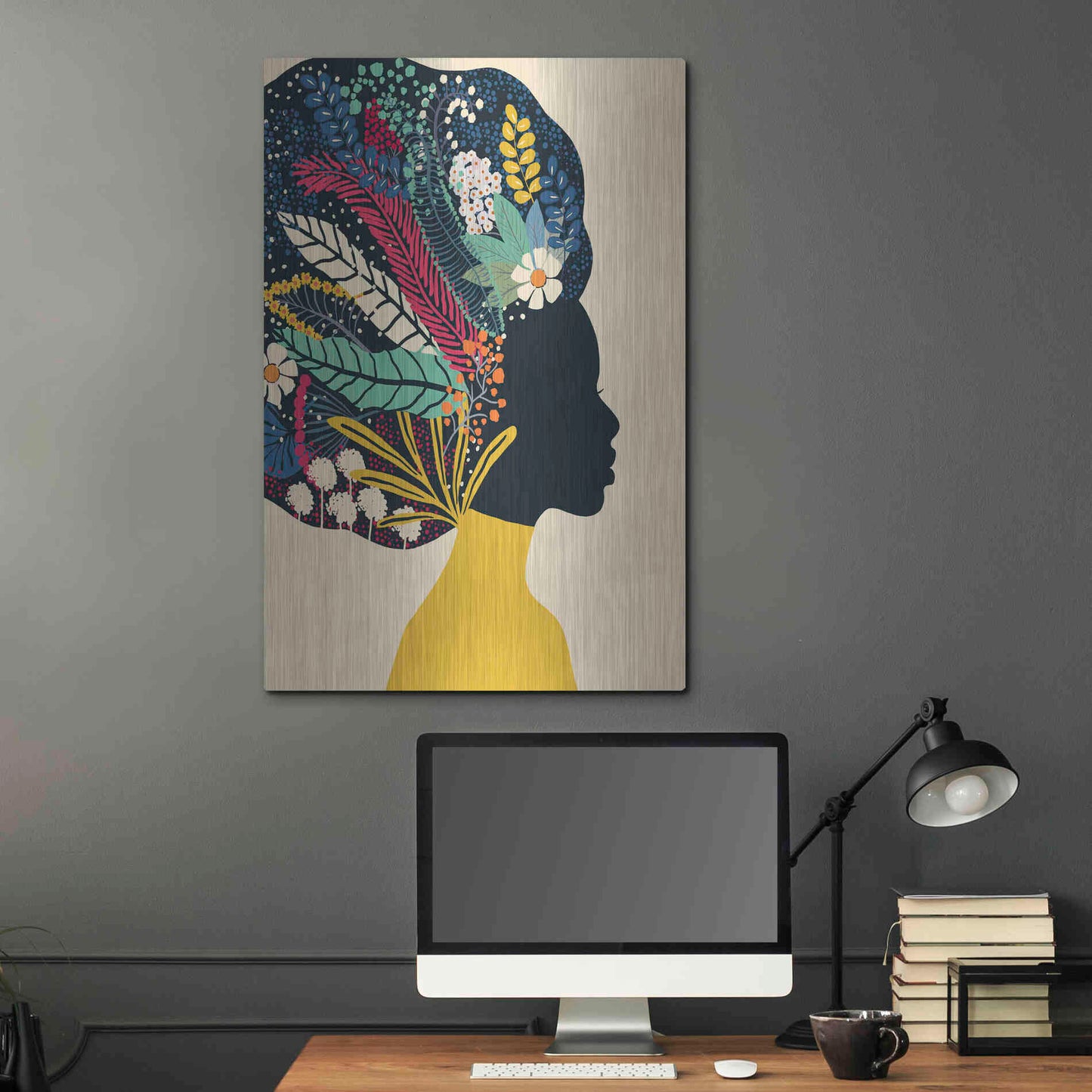 Luxe Metal Art 'Afro Woman In Yellow' by Ioana Horvat, Metal Wall Art,24x36