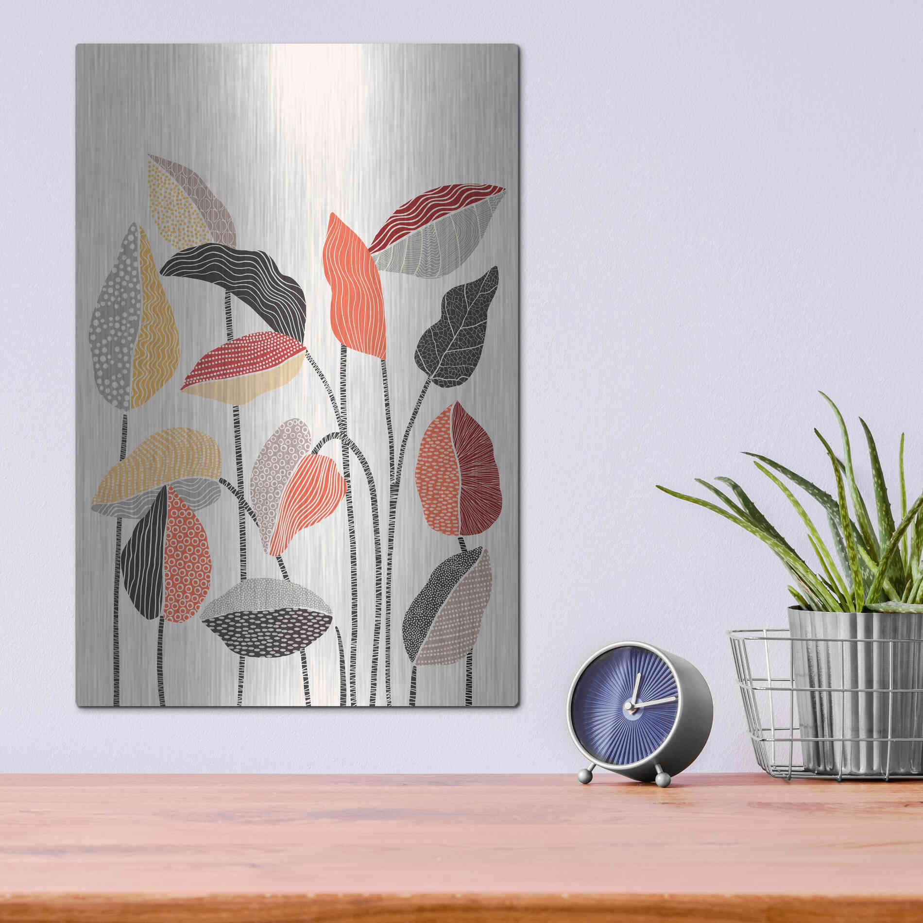 Luxe Metal Art 'Happy Leaves A' by Ioana Horvat, Metal Wall Art,12x16