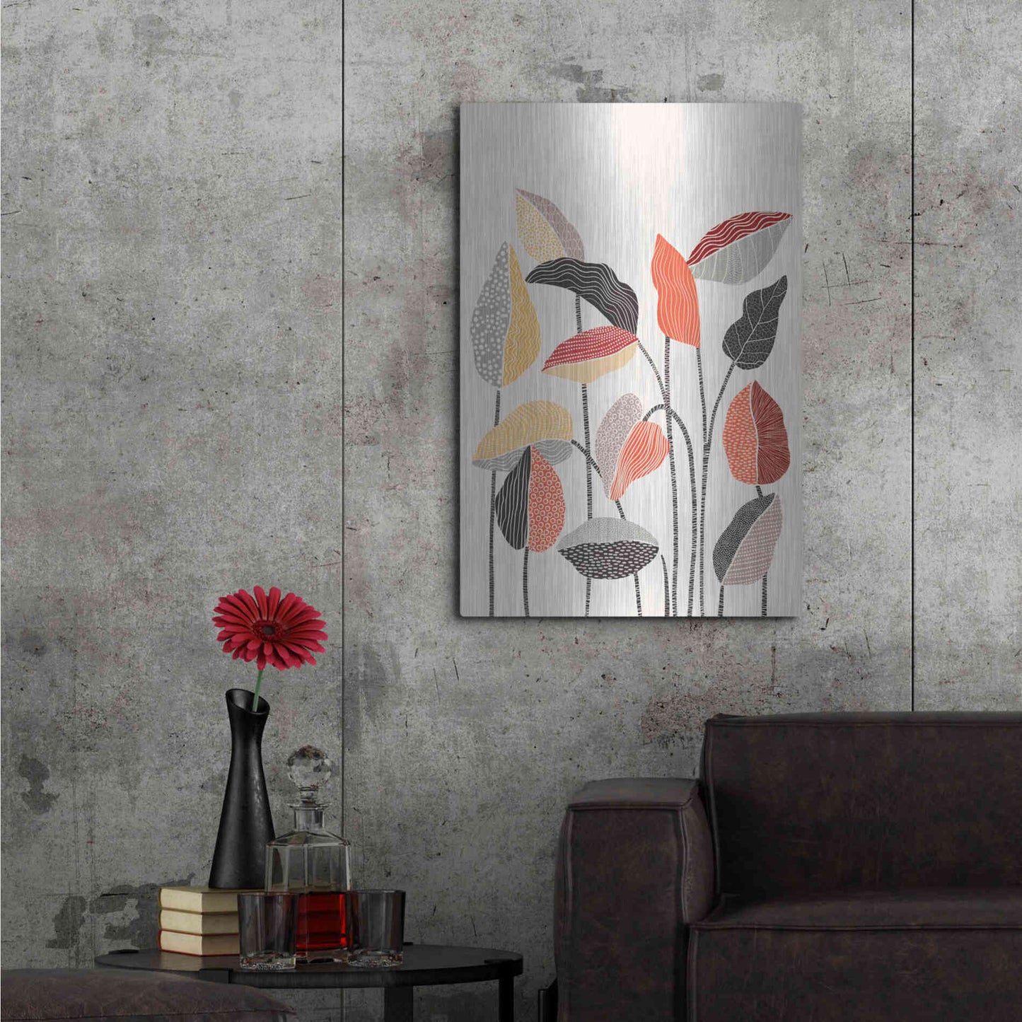 Luxe Metal Art 'Happy Leaves A' by Ioana Horvat, Metal Wall Art,24x36