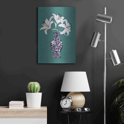 Luxe Metal Art 'Lily On Teal' by Ioana Horvat, Metal Wall Art,16x24
