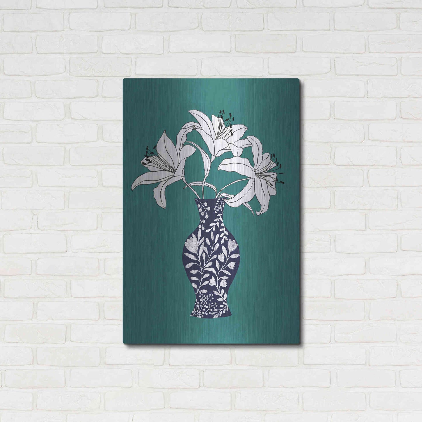 Luxe Metal Art 'Lily On Teal' by Ioana Horvat, Metal Wall Art,24x36