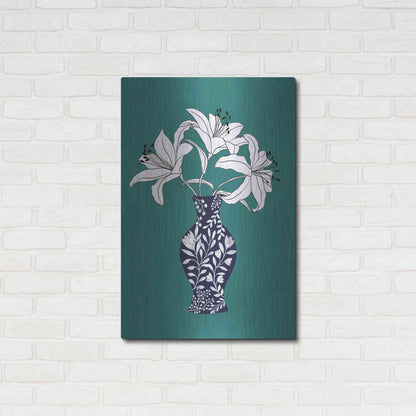 Luxe Metal Art 'Lily On Teal' by Ioana Horvat, Metal Wall Art,24x36