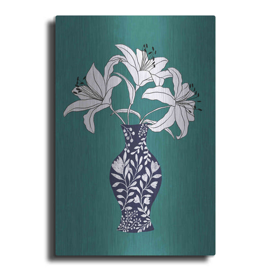 Luxe Metal Art 'Lily On Teal' by Ioana Horvat, Metal Wall Art