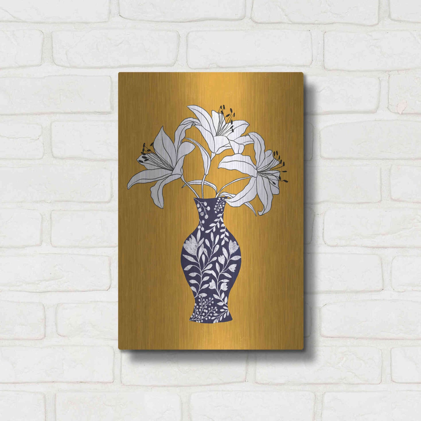 Luxe Metal Art 'Lily On Yellow' by Ioana Horvat, Metal Wall Art,12x16