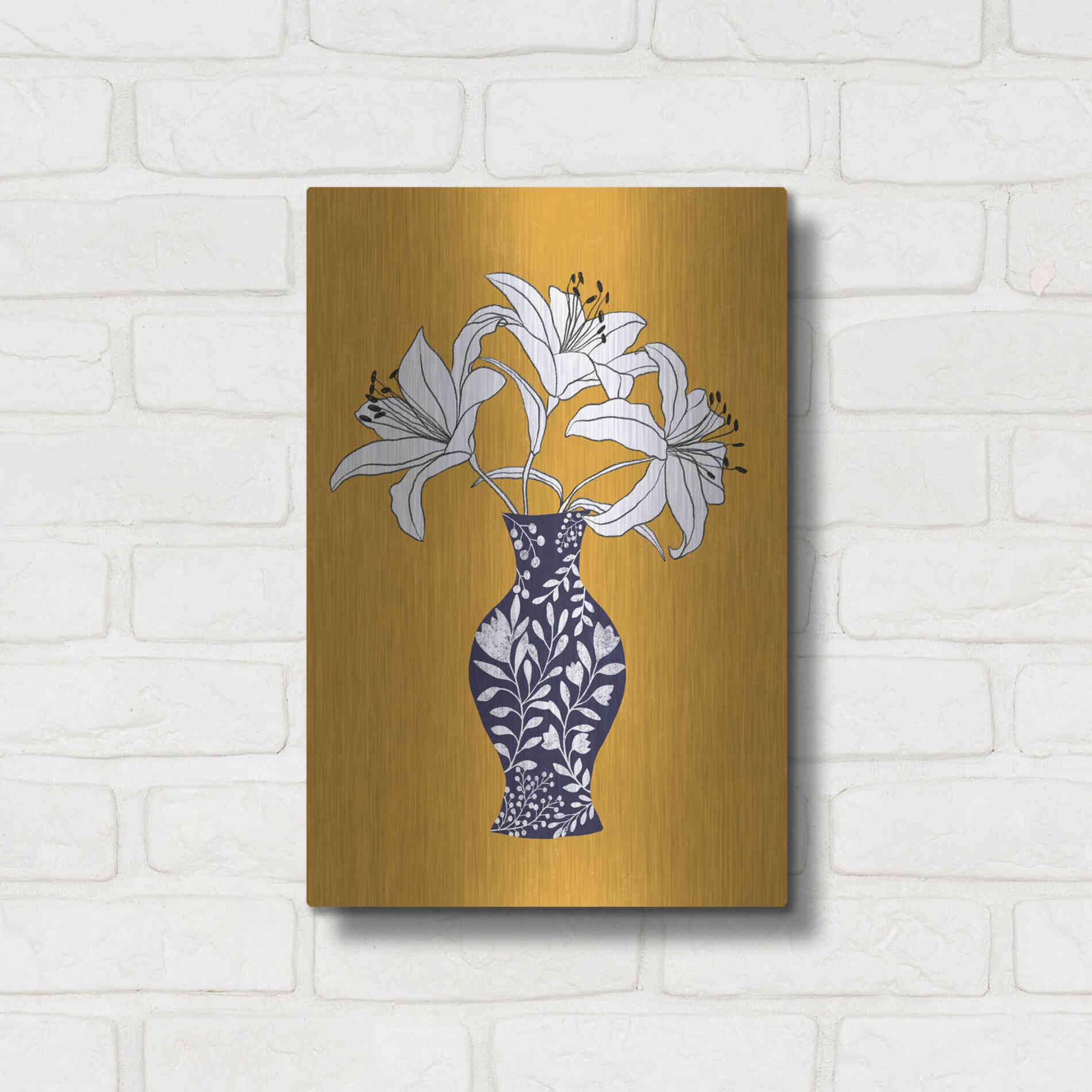 Luxe Metal Art 'Lily On Yellow' by Ioana Horvat, Metal Wall Art,12x16
