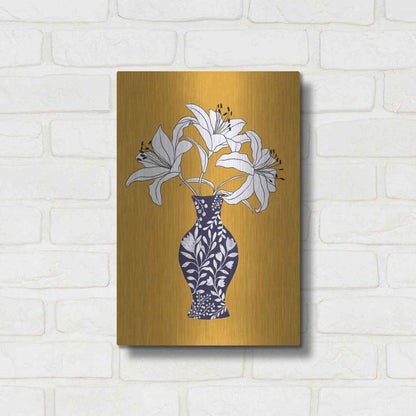 Luxe Metal Art 'Lily On Yellow' by Ioana Horvat, Metal Wall Art,12x16