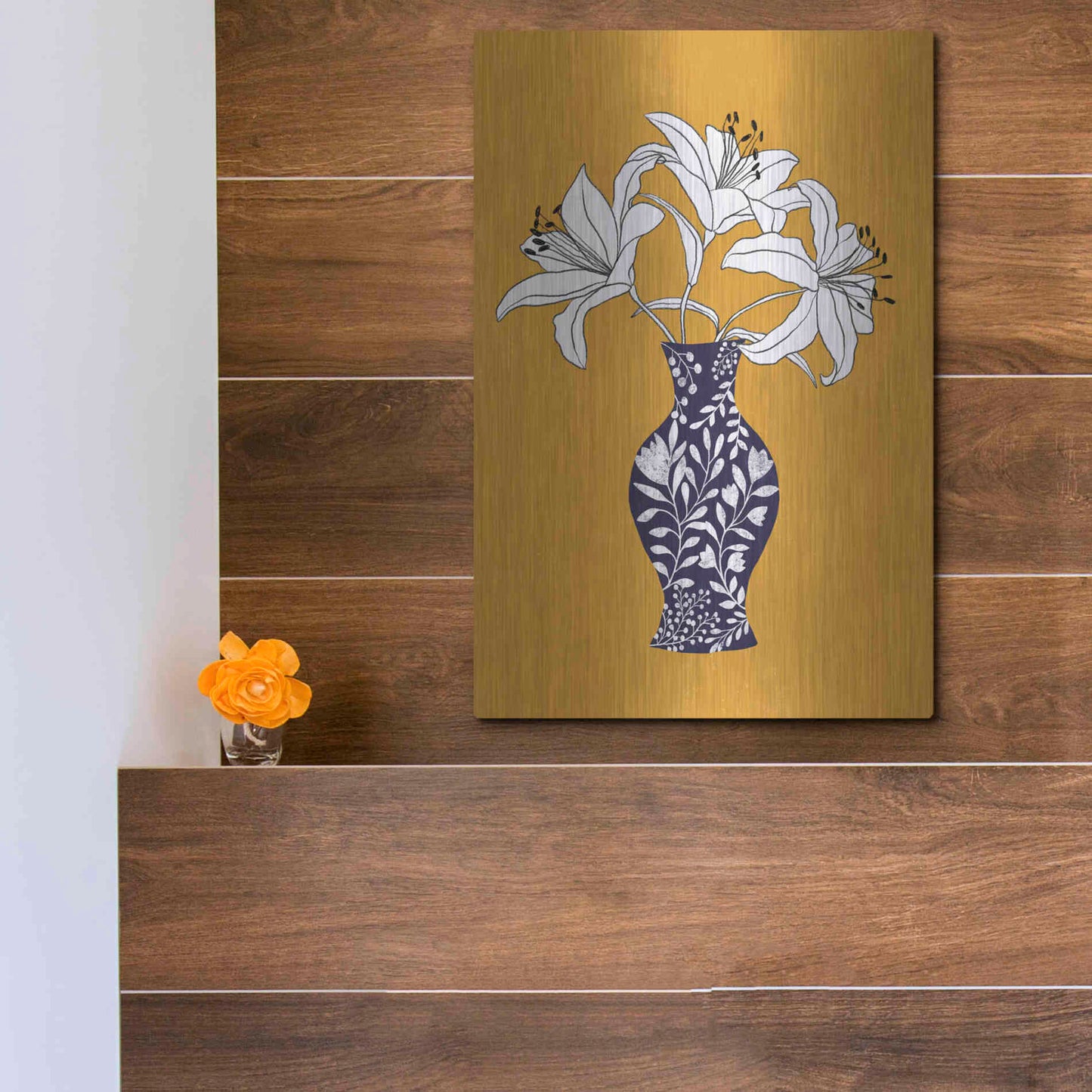 Luxe Metal Art 'Lily On Yellow' by Ioana Horvat, Metal Wall Art,12x16