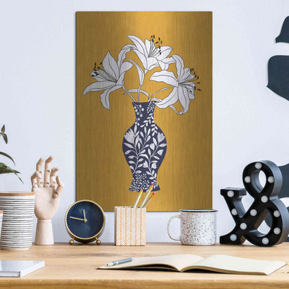 Luxe Metal Art 'Lily On Yellow' by Ioana Horvat, Metal Wall Art,12x16