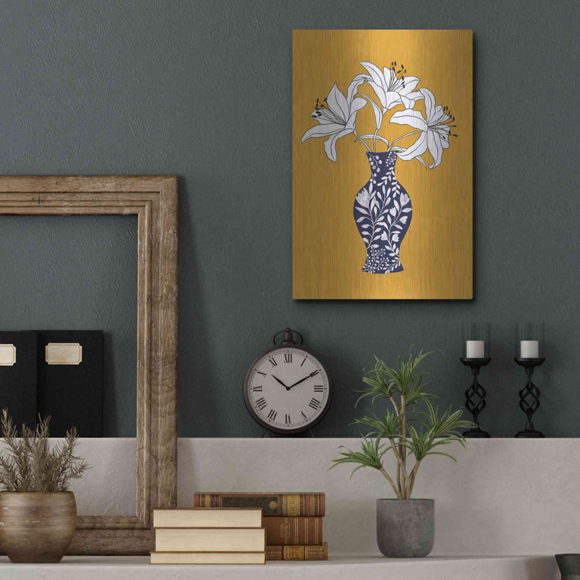Luxe Metal Art 'Lily On Yellow' by Ioana Horvat, Metal Wall Art,12x16