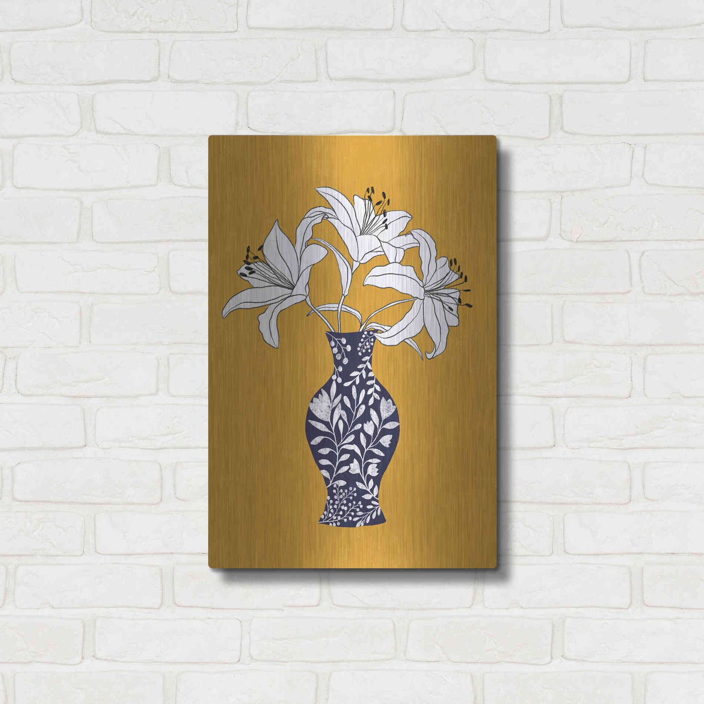 Luxe Metal Art 'Lily On Yellow' by Ioana Horvat, Metal Wall Art,16x24