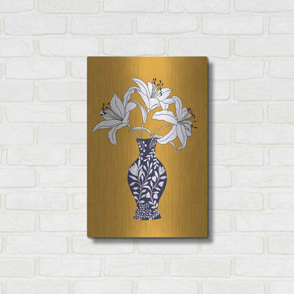Luxe Metal Art 'Lily On Yellow' by Ioana Horvat, Metal Wall Art,16x24