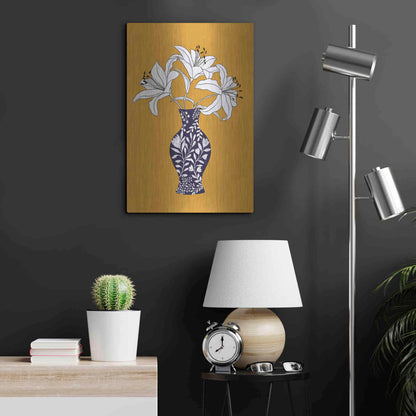 Luxe Metal Art 'Lily On Yellow' by Ioana Horvat, Metal Wall Art,16x24
