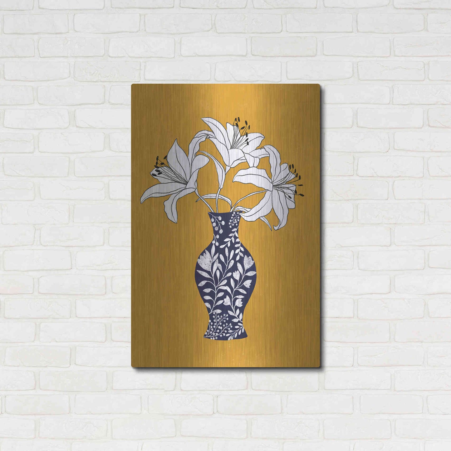 Luxe Metal Art 'Lily On Yellow' by Ioana Horvat, Metal Wall Art,24x36