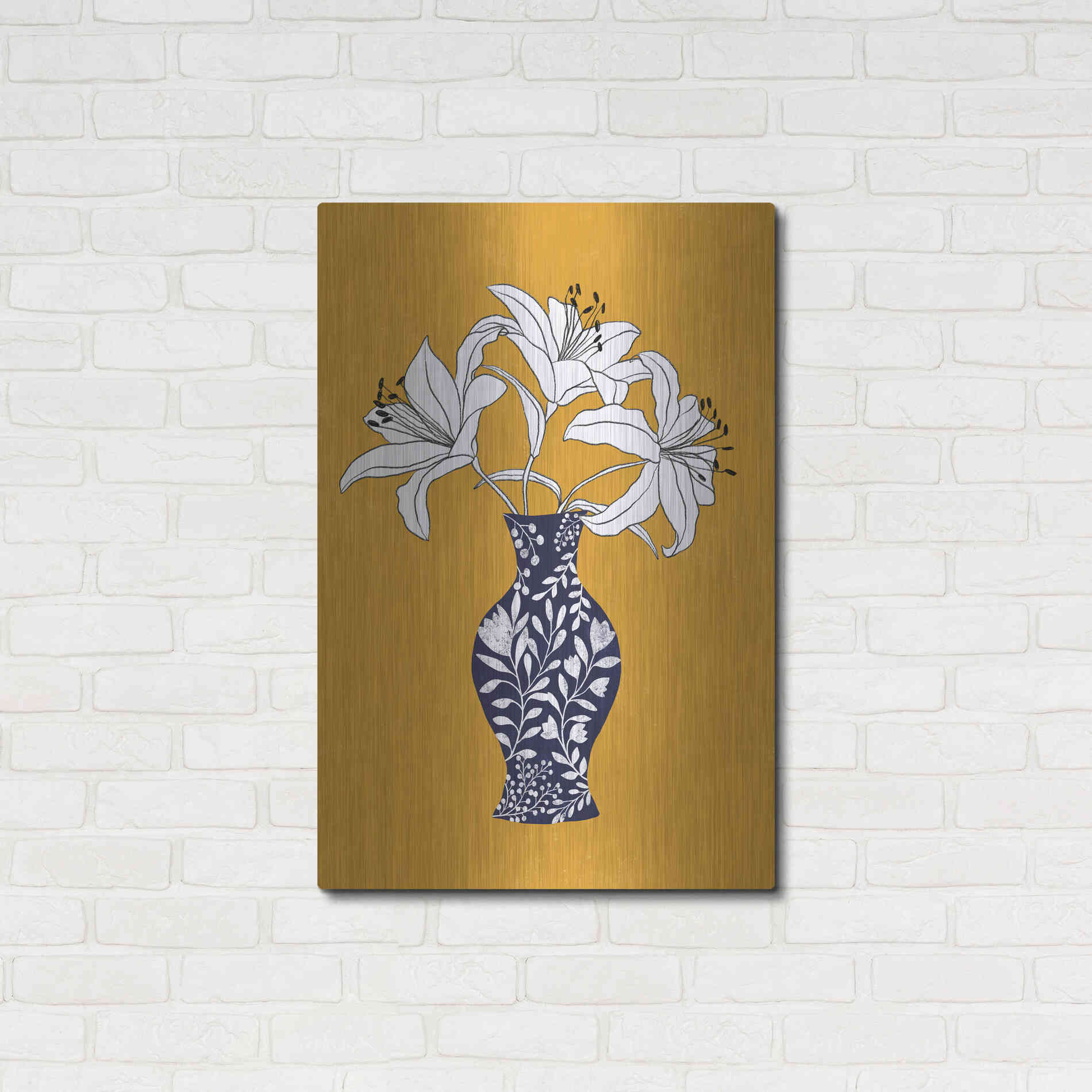 Luxe Metal Art 'Lily On Yellow' by Ioana Horvat, Metal Wall Art,24x36