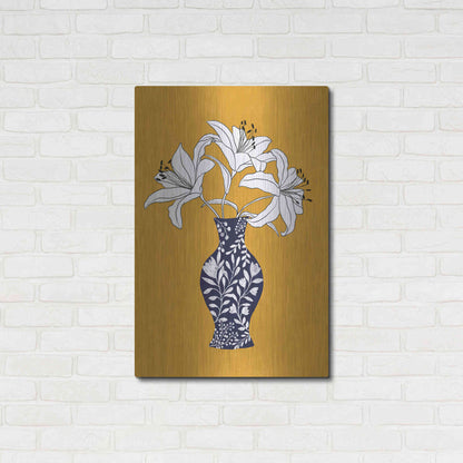 Luxe Metal Art 'Lily On Yellow' by Ioana Horvat, Metal Wall Art,24x36