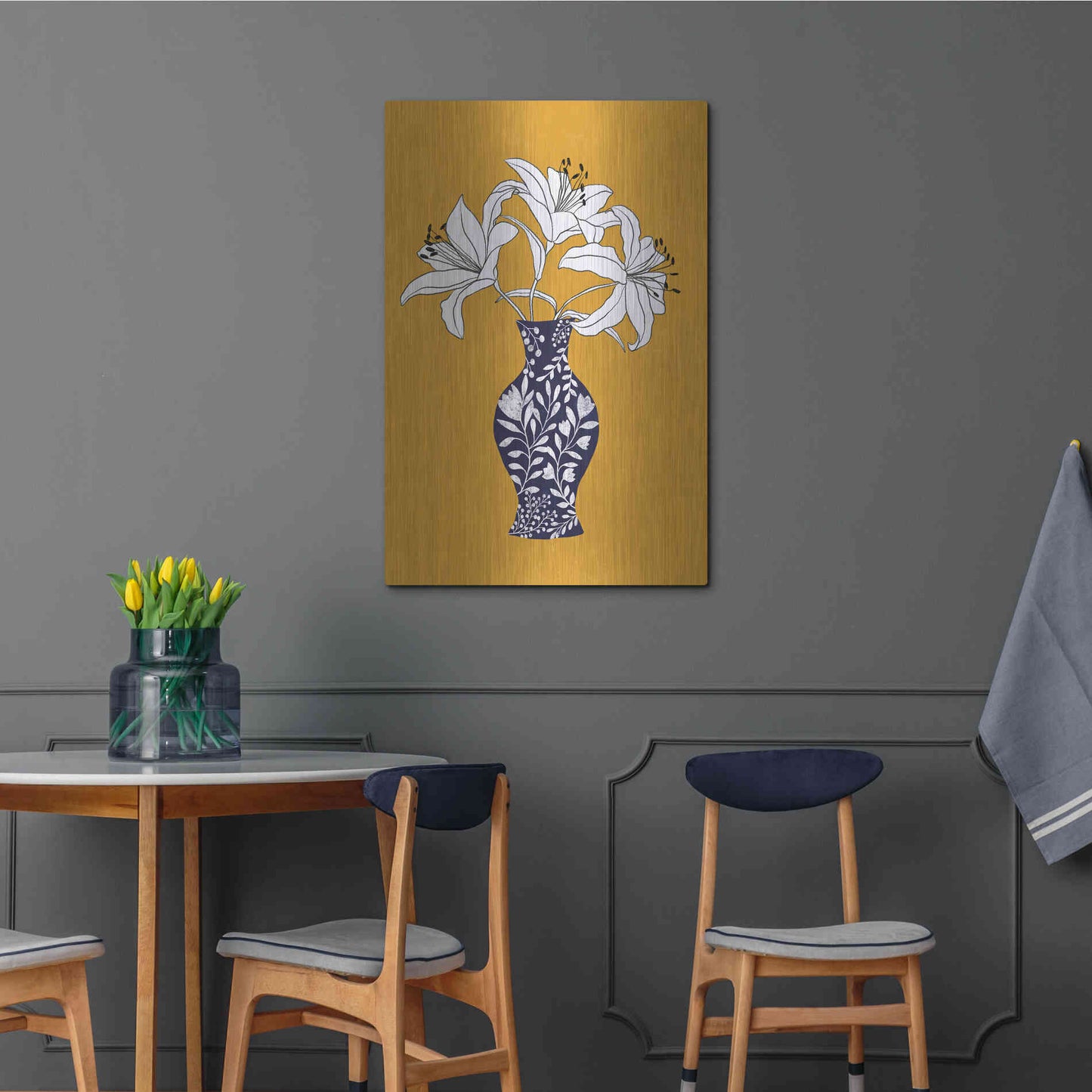 Luxe Metal Art 'Lily On Yellow' by Ioana Horvat, Metal Wall Art,24x36
