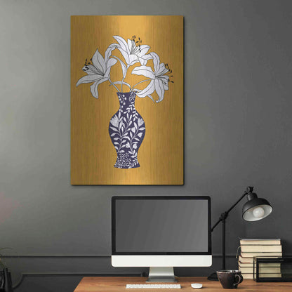 Luxe Metal Art 'Lily On Yellow' by Ioana Horvat, Metal Wall Art,24x36
